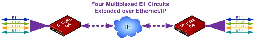 Multiplexed 4 T1s Over IP